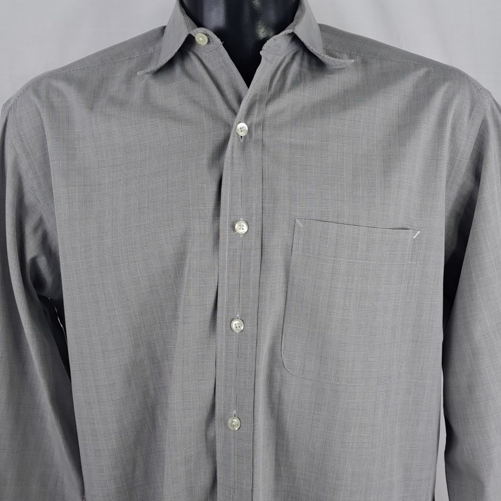 Vintage Tommy Hilfiger gray plaid button-down casual office XL dress shirt